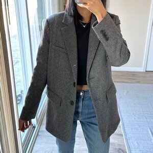 Everlane Grey Herringbone The Oversized Blazer in Wool